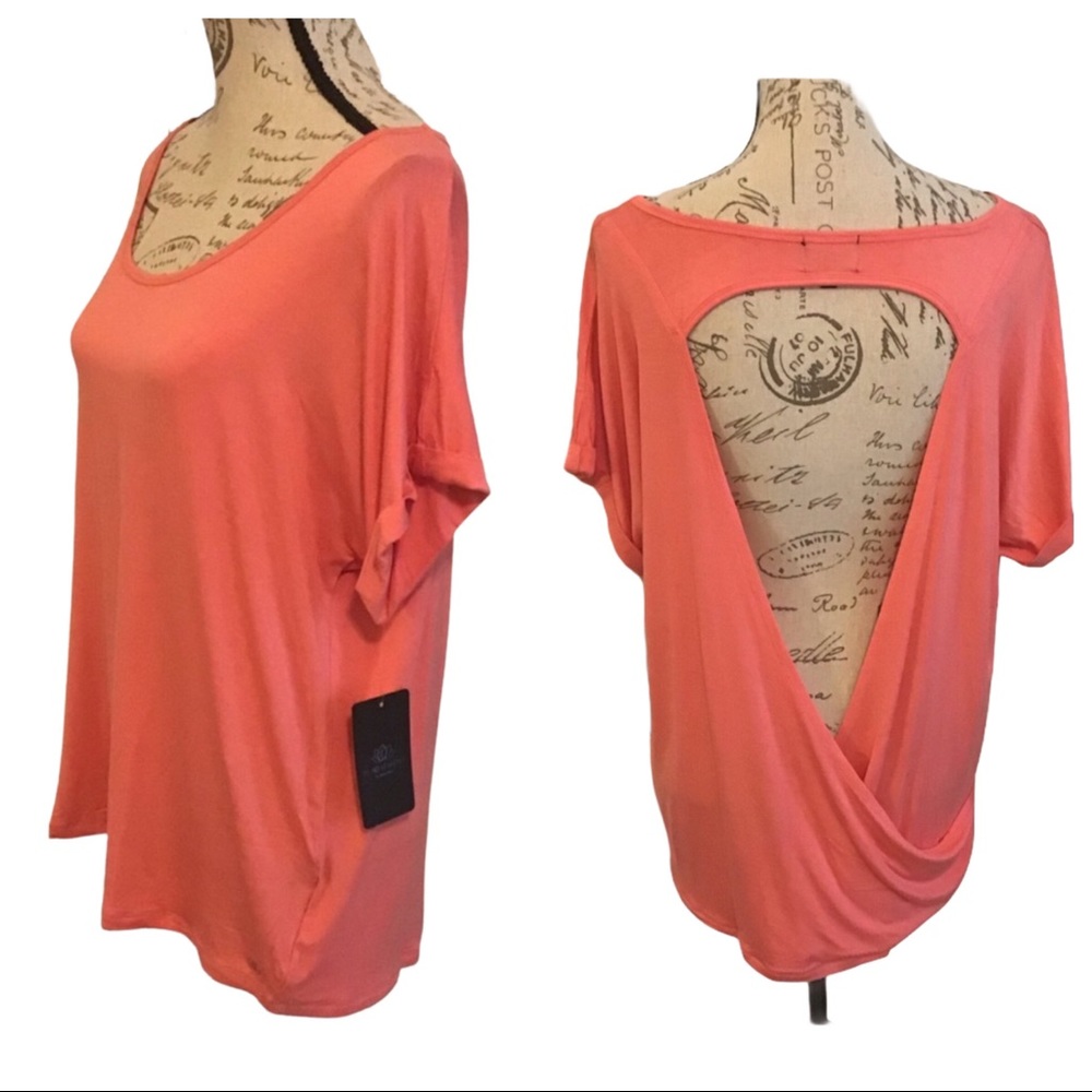 Pink Lotus Coral cut-out back top M/L